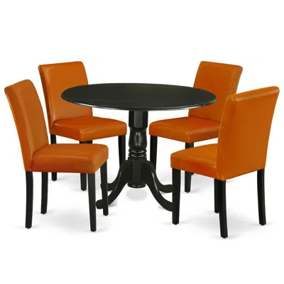 East West Furniture Dining Room Set Black, Dlab5-blk-61 In Orange