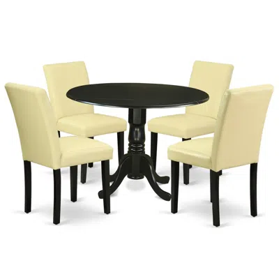 East West Furniture Dining Room Set Black, Shab5-blk-73
