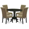 East West Furniture Dining Room Set Black, Dlbr5-blk-17