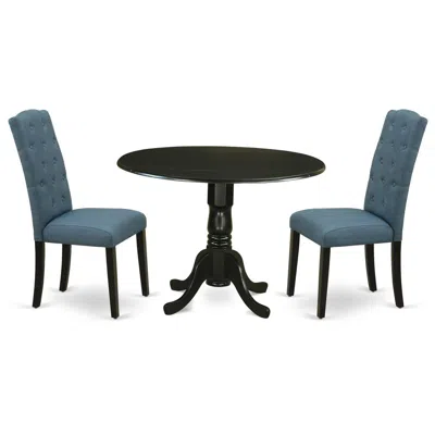 East West Furniture Dining Room Set Black, Dlce3-blk-21 In Multi