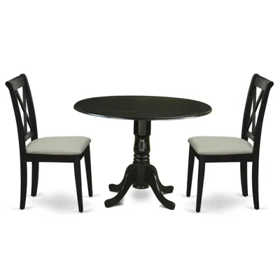East West Furniture Dining Room Set Black, Dlcl3-blk-c In Gray