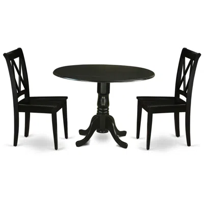 East West Furniture Dining Room Set Black, Dlcl3-blk-w