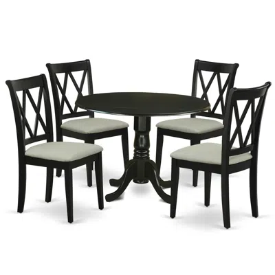 East West Furniture Dining Room Set Black, Dlcl5-blk-c
