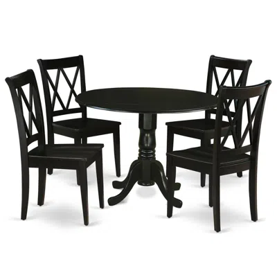 East West Furniture Dining Room Set Black, Dlcl5-blk-w