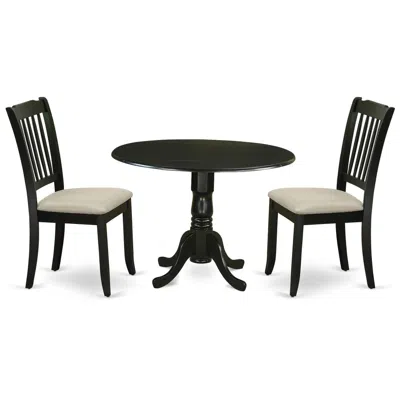 East West Furniture Dining Room Set Black, Dlda3-blk-c
