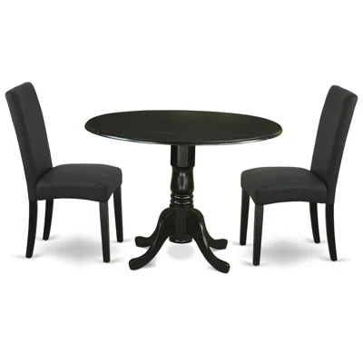 East West Furniture Dining Room Set Black, Dldr3-blk-24 In Brown
