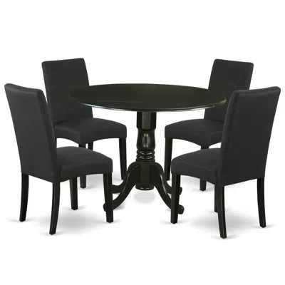 East West Furniture Dining Room Set Black, Dldr5-blk-24