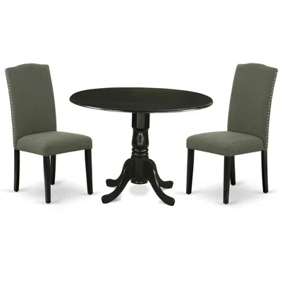 East West Furniture Dining Room Set Black, Dlen3-blk-20 In Green