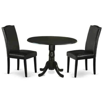 East West Furniture Dining Room Set Black, Dlen3-blk-69