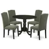 East West Furniture Dining Room Set Black, Dlen5-blk-20