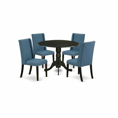 East West Furniture Dining Room Set Black, Dlfl5-blk-21