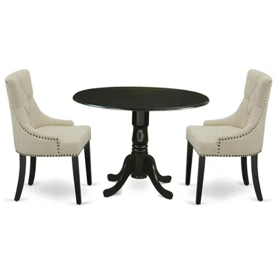 East West Furniture Dining Room Set Black, Dlfr3-blk-02