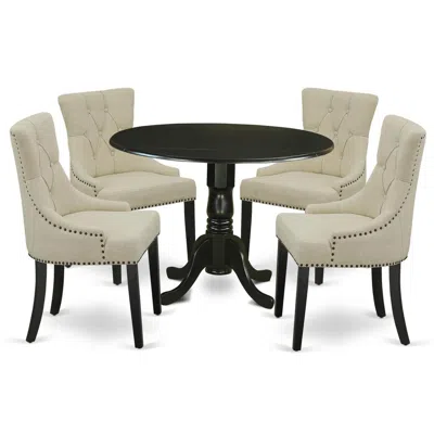 East West Furniture Dining Room Set Black, Dlfr5-blk-02 In Gray