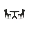 East West Furniture Dining Room Set Black, Dlga3-blk-24