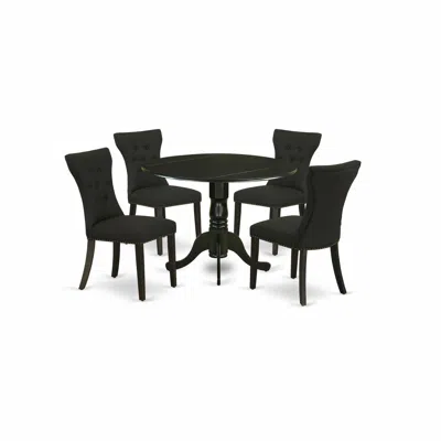 East West Furniture Dining Room Set Black, Dlga5-blk-24
