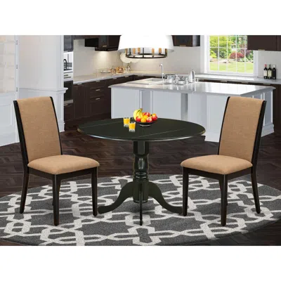 East West Furniture Dining Room Set Black, Dlla3-blk-47 In Brown