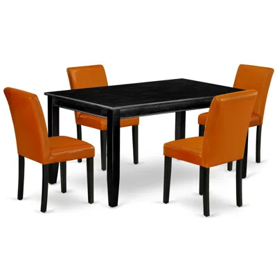 East West Furniture Dining Room Set Black, Duab5-blk-61