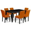 East West Furniture Dining Room Set Black, Duab7-blk-61 In Orange
