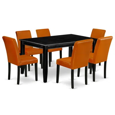 East West Furniture Dining Room Set Black, Duab7-blk-61 In Orange