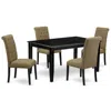 East West Furniture Dining Room Set Black, Dubr5-blk-17
