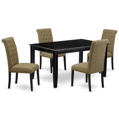 East West Furniture Dining Room Set Black, Dubr5-blk-17