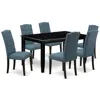 East West Furniture Dining Room Set Black, Duce7-blk-21 In Blue
