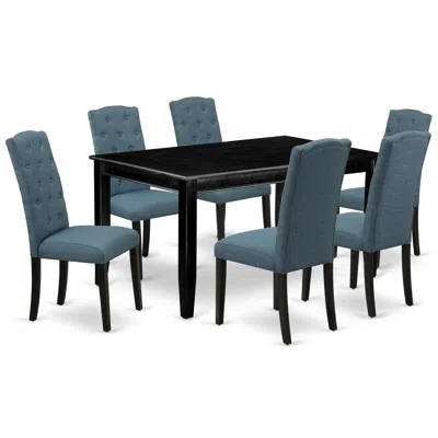 East West Furniture Dining Room Set Black, Duce7-blk-21