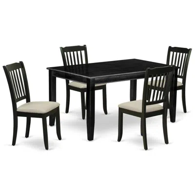 East West Furniture Dining Room Set Black, Duda5-blk-c