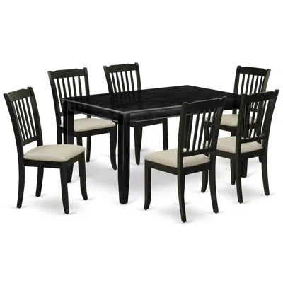 East West Furniture Dining Room Set Black, Duda7-blk-c