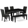 East West Furniture Dining Room Set Black, Dudr6-blk-24 In Black