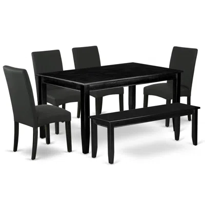 East West Furniture Dining Room Set Black, Dudr6-blk-24