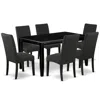 East West Furniture Dining Room Set Black, Dudr7-blk-24 In Black