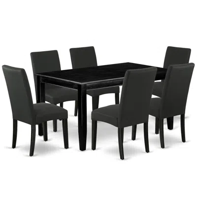 East West Furniture Dining Room Set Black, Dudr7-blk-24