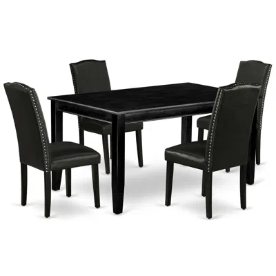 East West Furniture Dining Room Set Black, Duen5-blk-69