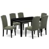 East West Furniture Dining Room Set Black, Duen7-blk-20 In Green