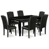 East West Furniture Dining Room Set Black, Duen7-blk-69 In Black
