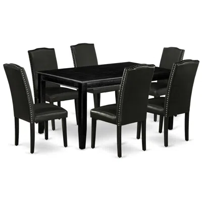 East West Furniture Dining Room Set Black, Duen7-blk-69