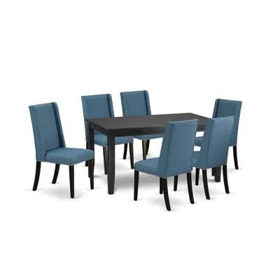 East West Furniture Dining Room Set Black, Dufl7-blk-21