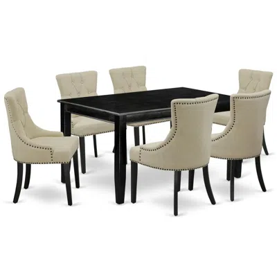East West Furniture Dining Room Set Black, Dufr7-blk-02