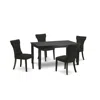 East West Furniture Dining Room Set Black, Duga5-blk-24 In Black