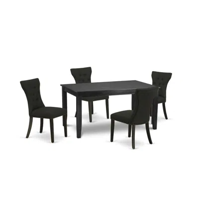 East West Furniture Dining Room Set Black, Duga5-blk-24