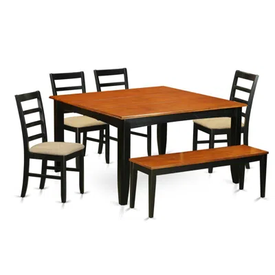 East West Furniture Dining Room Set Black, Parf6-blk-c