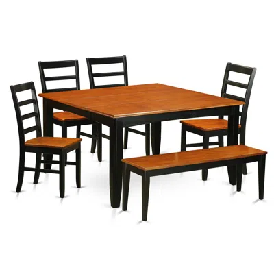 East West Furniture Dining Room Set Black, Parf6-blk-w