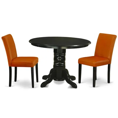 East West Furniture Dining Room Set Black, Shab3-blk-61
