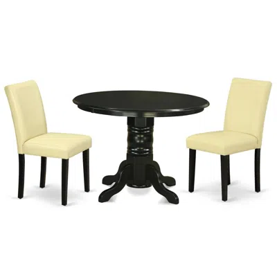 East West Furniture Dining Room Set Black, Shab3-blk-73 In Blue