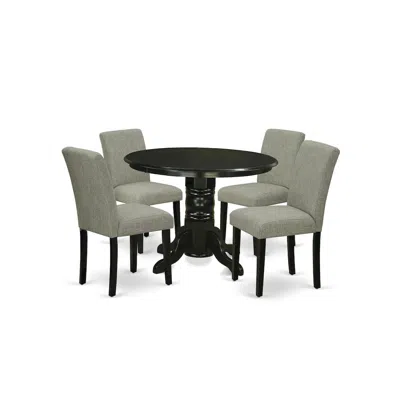 East West Furniture Dining Room Set Black, Shab5-blk-06 In Gray