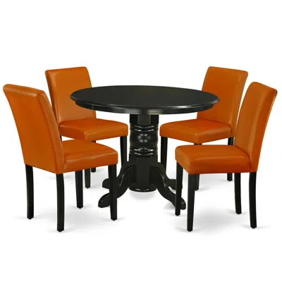 East West Furniture Dining Room Set Black, Shab5-blk-61