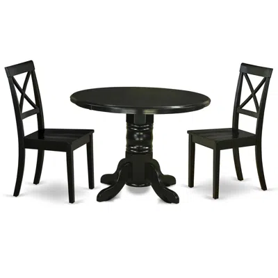 East West Furniture Dining Room Set Black, Shbo3-blk-w