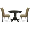 East West Furniture Dining Room Set Black, Shbr3-blk-17