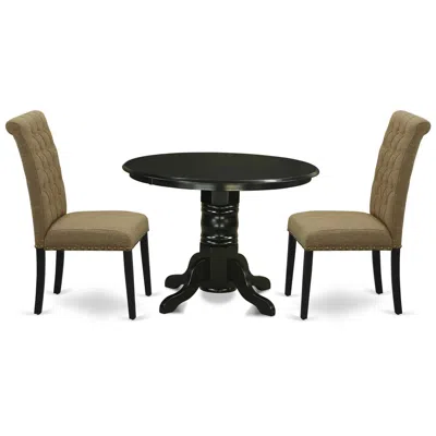East West Furniture Dining Room Set Black, Shbr3-blk-17